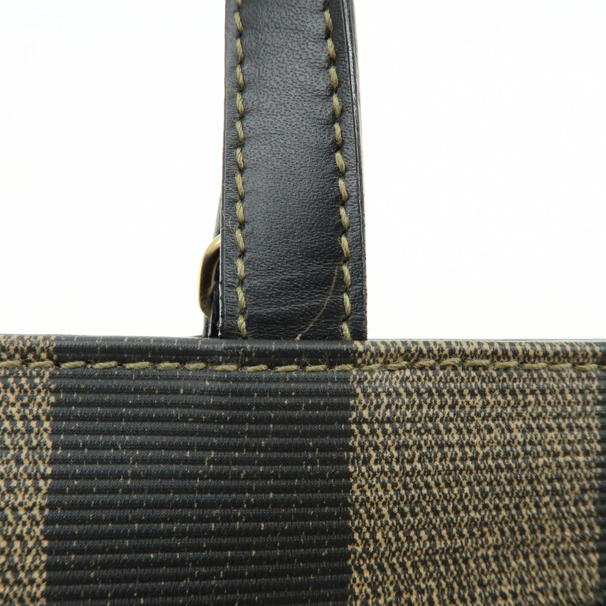 FENDI Pequin PVC Leather 2Way Hand Bag Black Brown 261390