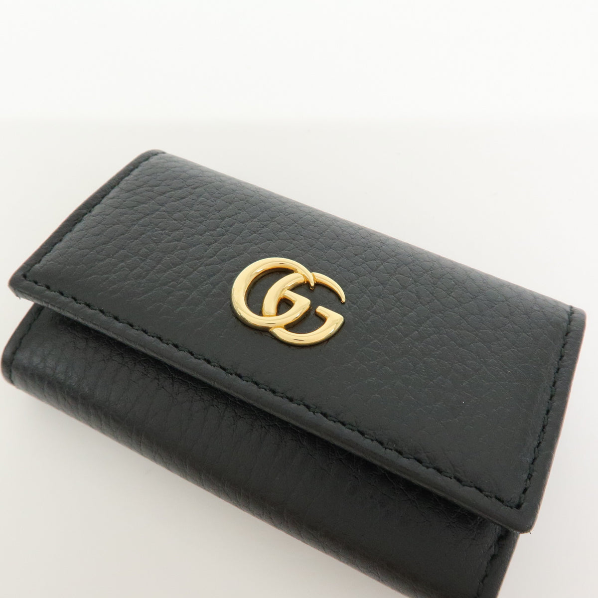 GUCCI Double G Leather 6 Ring Key Case Key Holder Black 456118