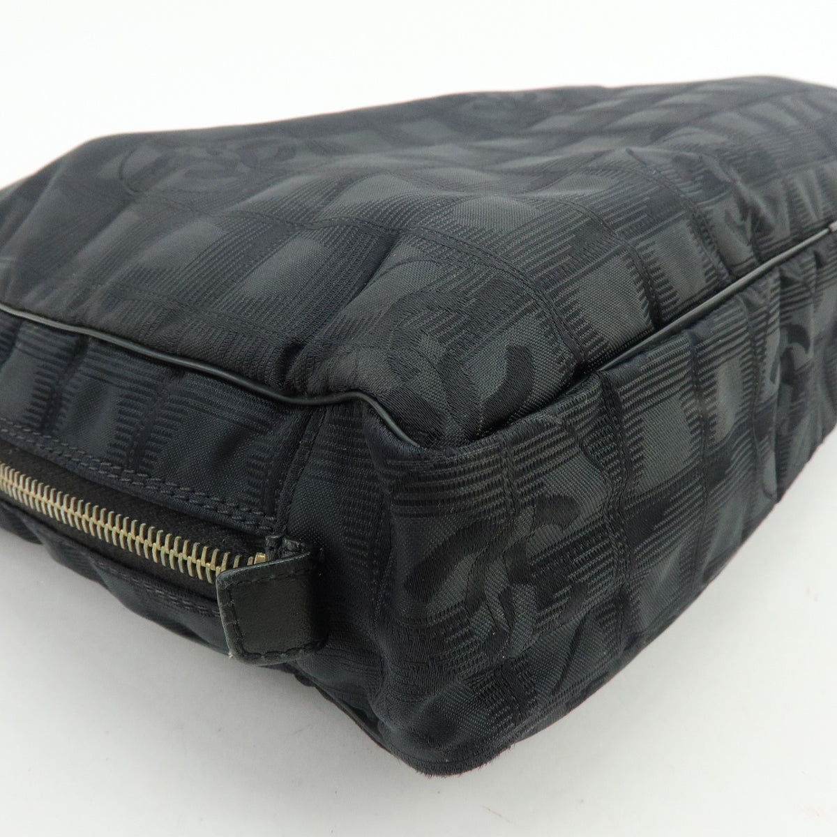 CHANEL New Travel Line Nylon Leather Briefcase Hand Bag Black A15974