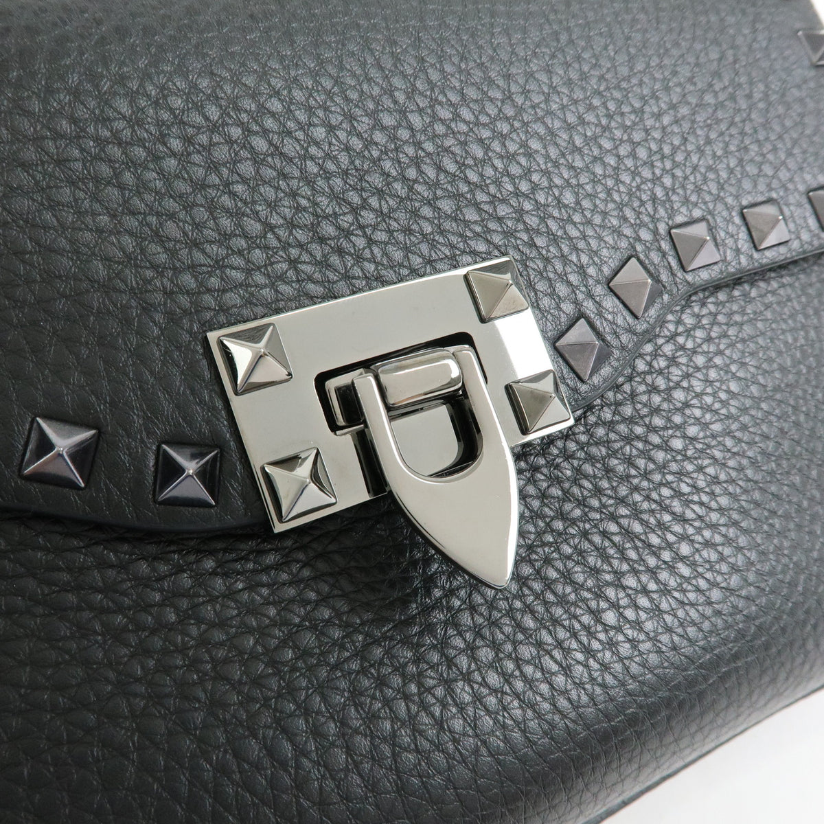 VALENTINO Rockstud Small Leather Shoulder Bag Black