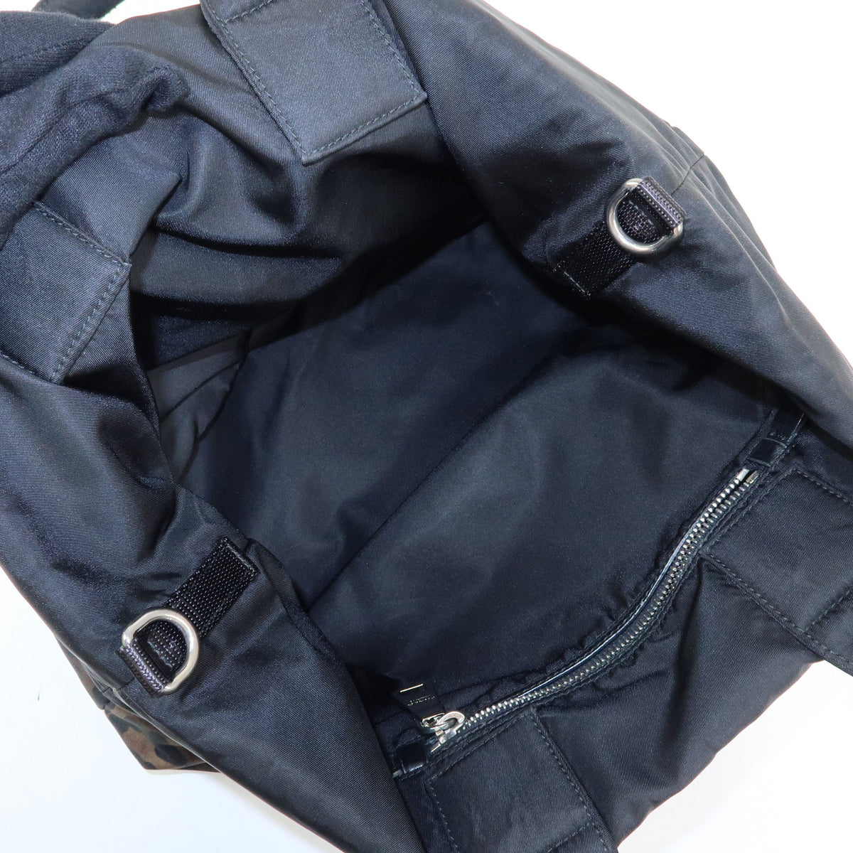 PRADA Triangle Logo Nylon Leather Reversible 2Way Hand Bag Black BN1959