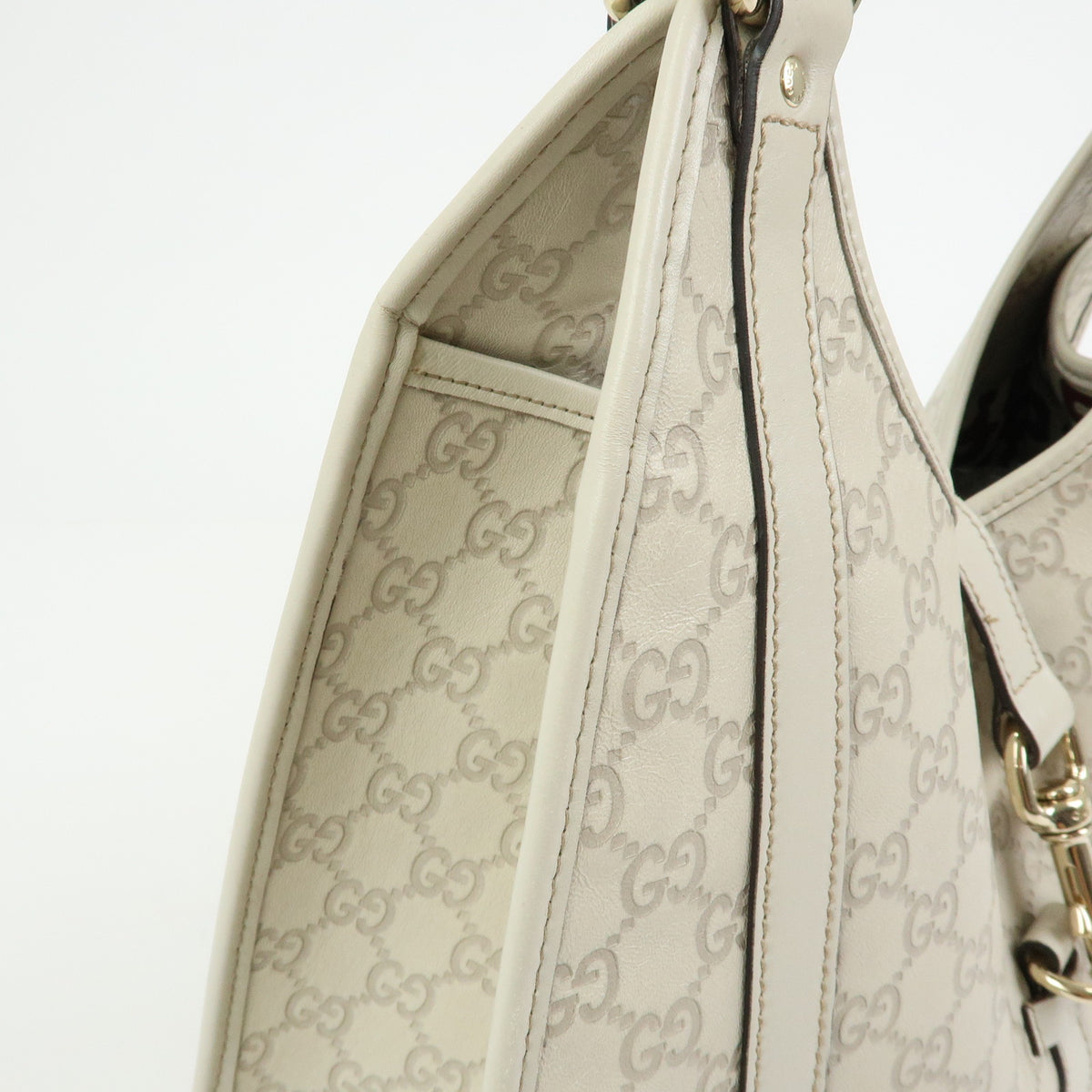 GUCCI Jackie Guccissima Leather Shoulder Bag Hand Bag Ivory 203494