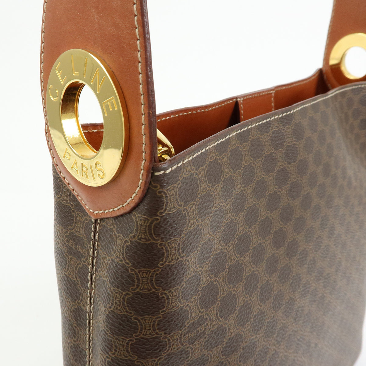 CELINE Macadam PVC Leather Shoulder Bag Hand Bag Brown