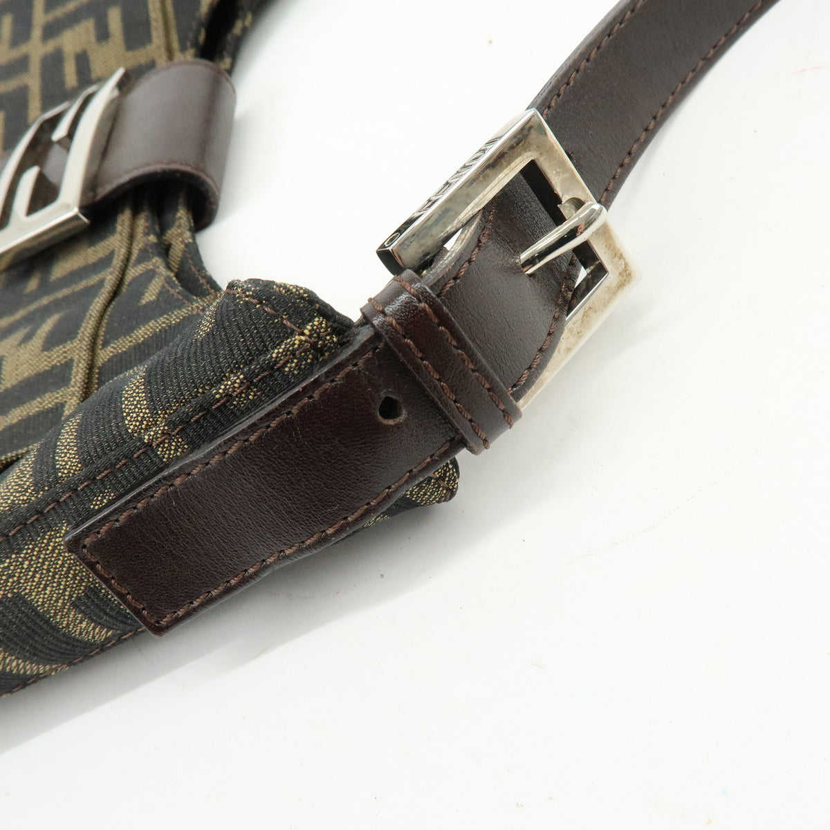 FENDI Zucca Canvas Leather Shoulder Bag Hand Bag Black Brown 26569