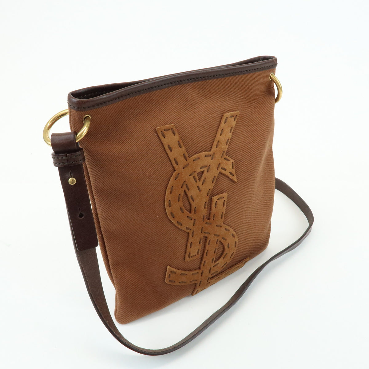 SAINT LAURENT PARIS Kahara Cassandra Canvas Leather Shoulder Bag