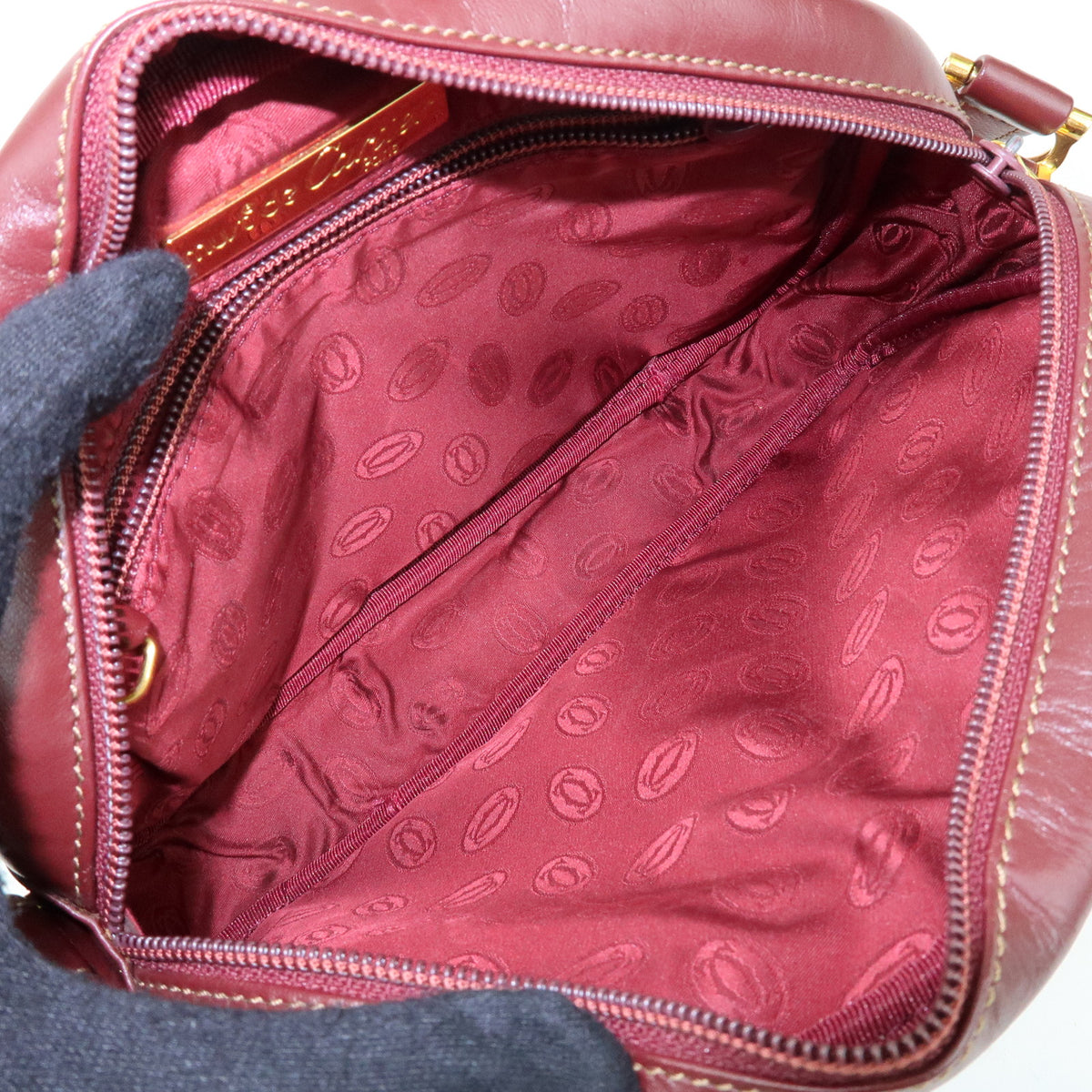 Cartier Must de Cartier Leather Shoulder Bag Bordeaux Wine Red