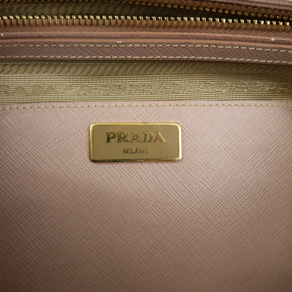 PRADA Triagnle Logo Galleria Saffiano Leather 2WAY Hand Bag Pink BN2274