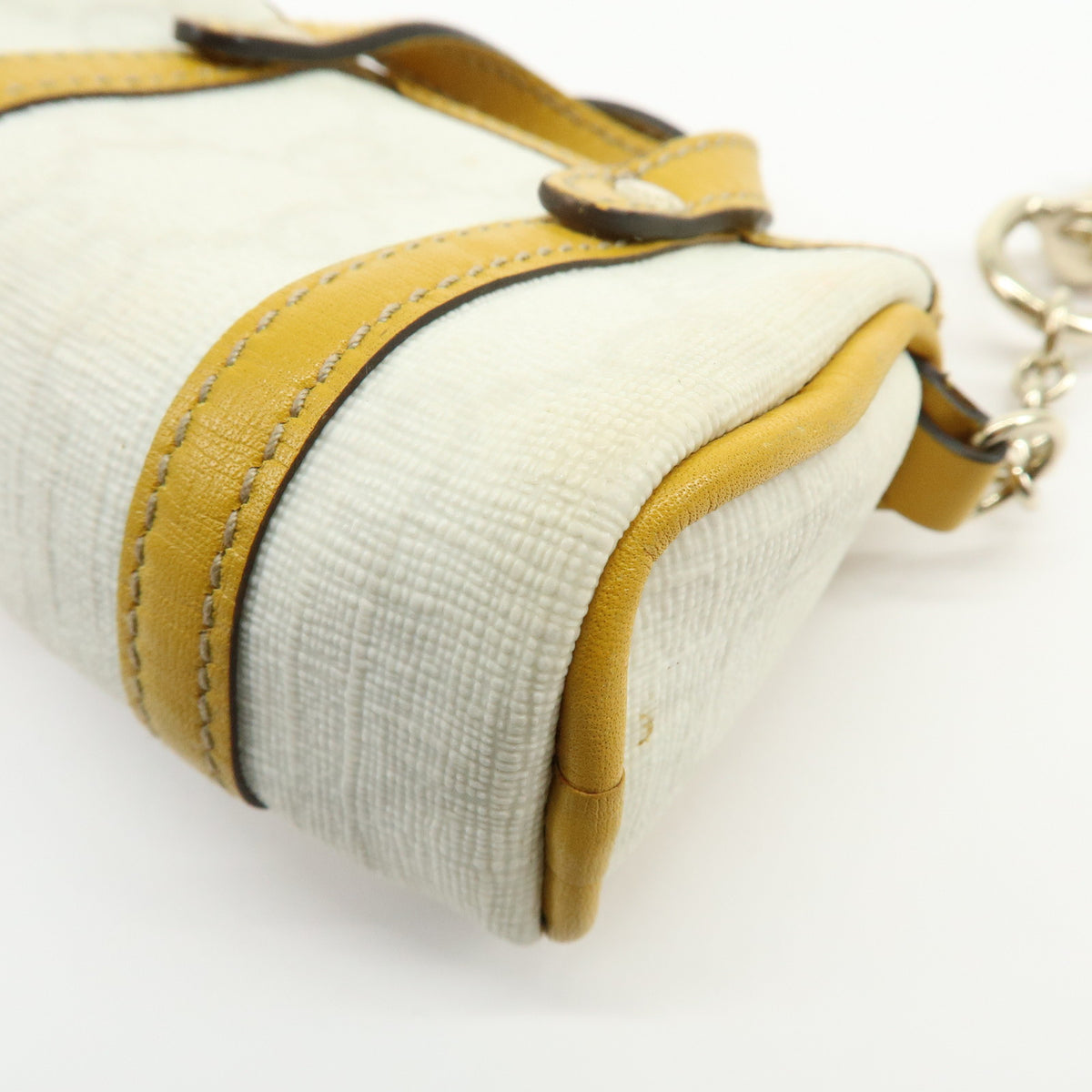 GUCCI GG Supreme Leather Mini Boston Bag Charm White Yellow 198338