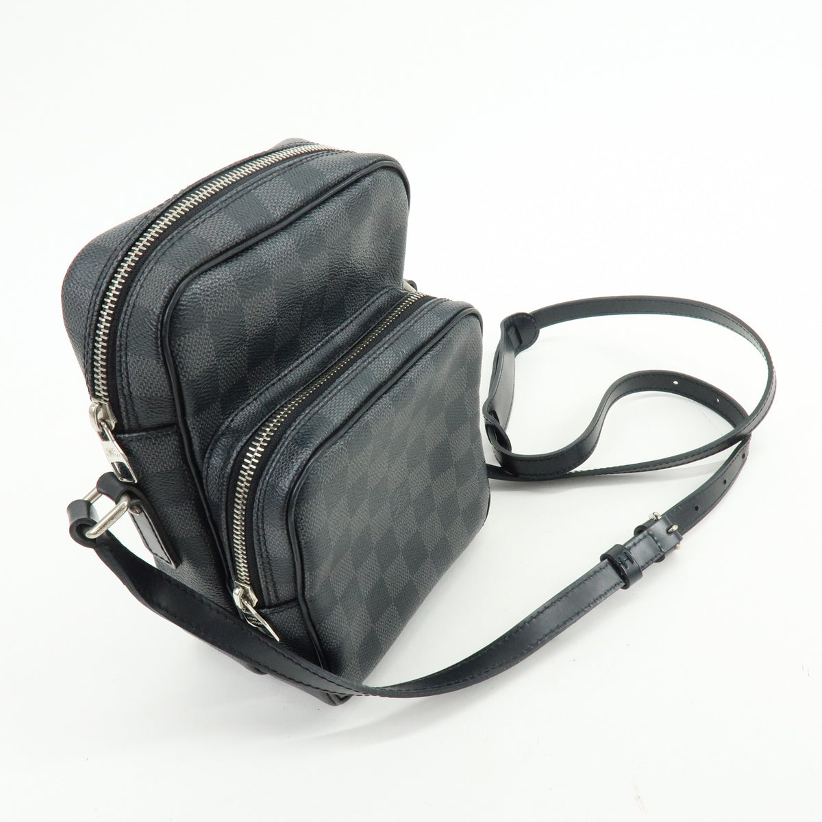 Louis Vuitton Damier Graphite Rem Leather Shoulder Bag Black N41446