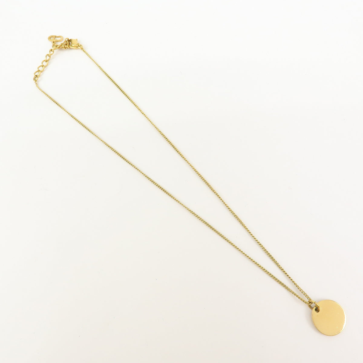 Christian Dior Logo Circle Pendant Metal Necklace Gold