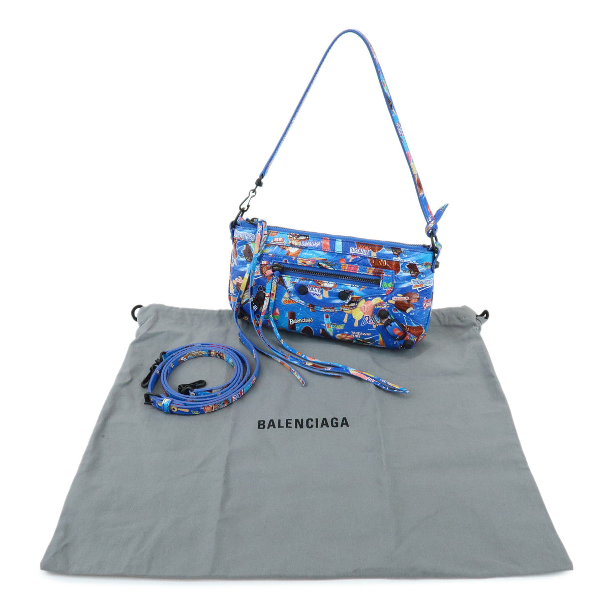 BALENCIAGA Le City Leather Pouch 2way Shoulder Bag Blue 863960