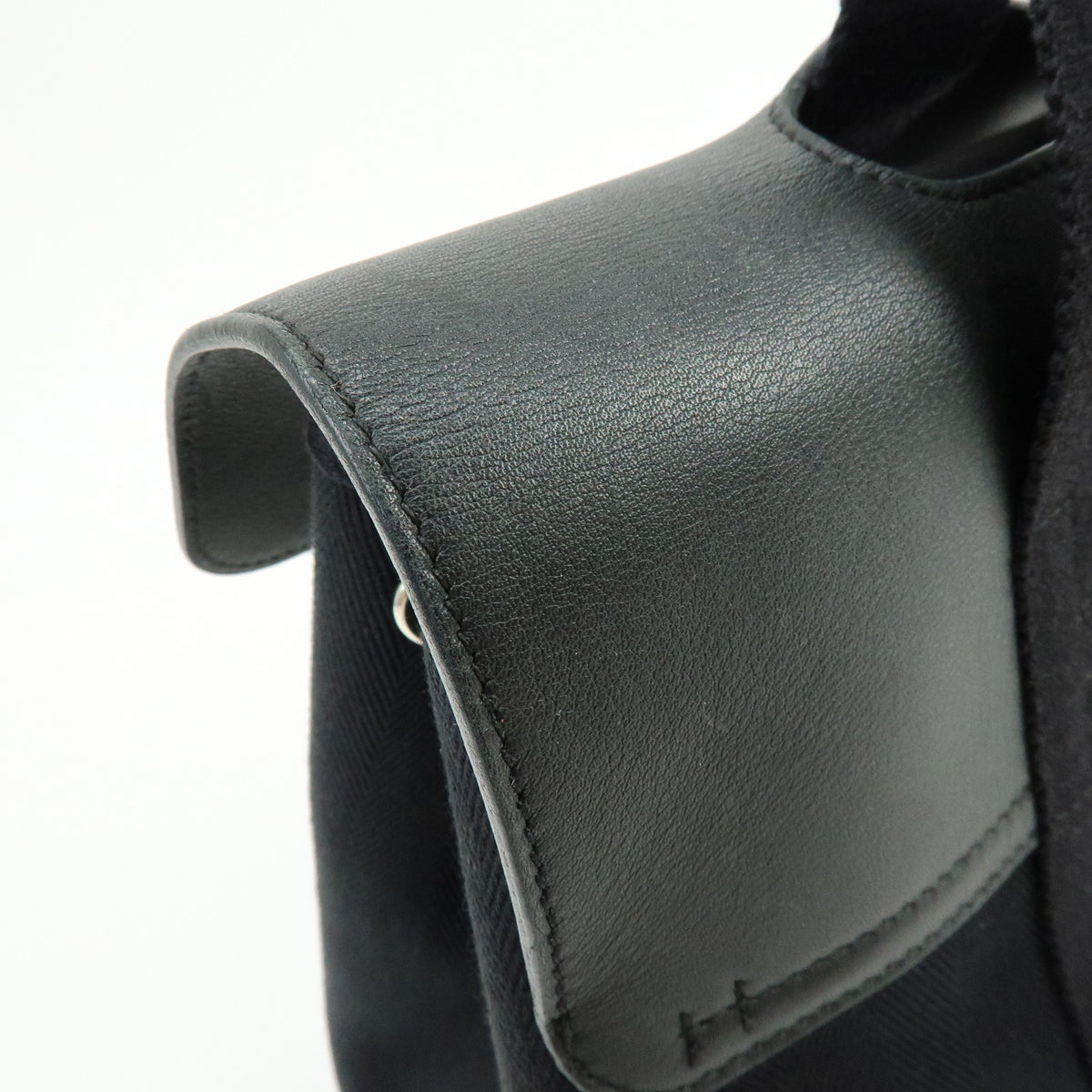 HERMES Toile Chevron Valparaiso PM Tote Bag Hand Bag Black