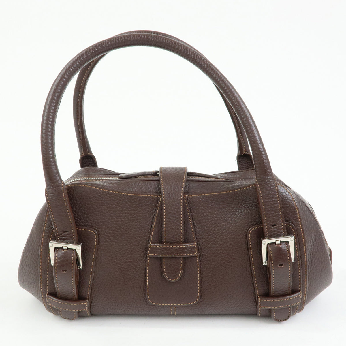 LOEWE Senda Leather Hand Bag Dark Brown