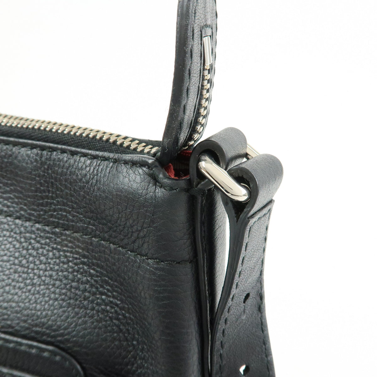 BALLY Perforated Leather Shoulder Bag Crossbody Bag Black Red