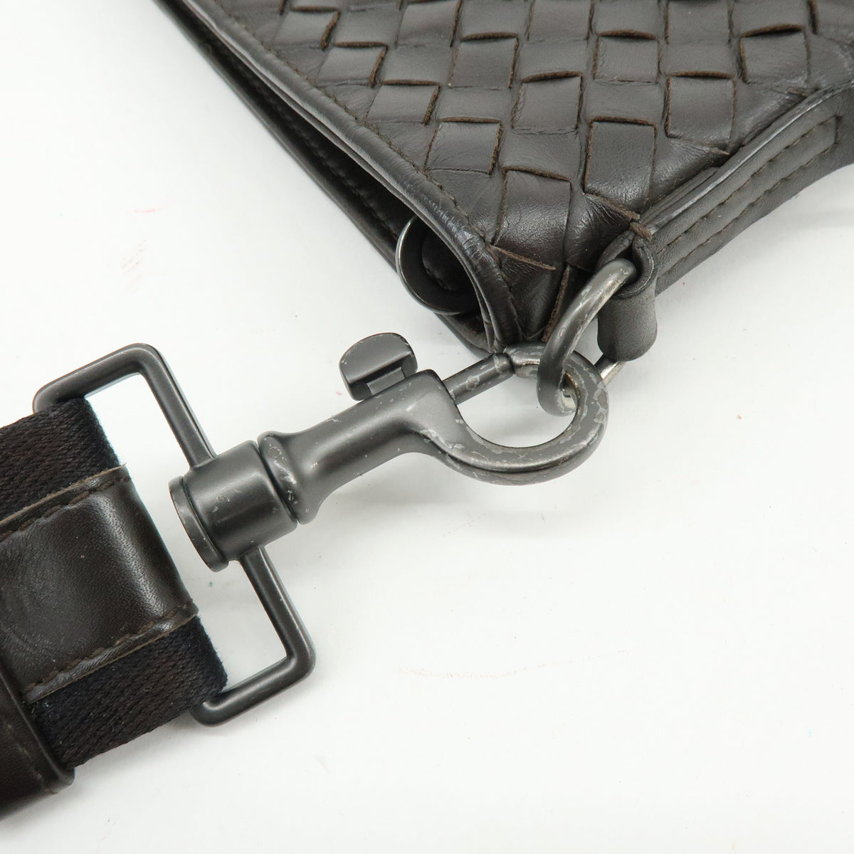 BOTTEGA VENETA Intrecciato Leather Shoulder Crossbody Bag Dark Brown
