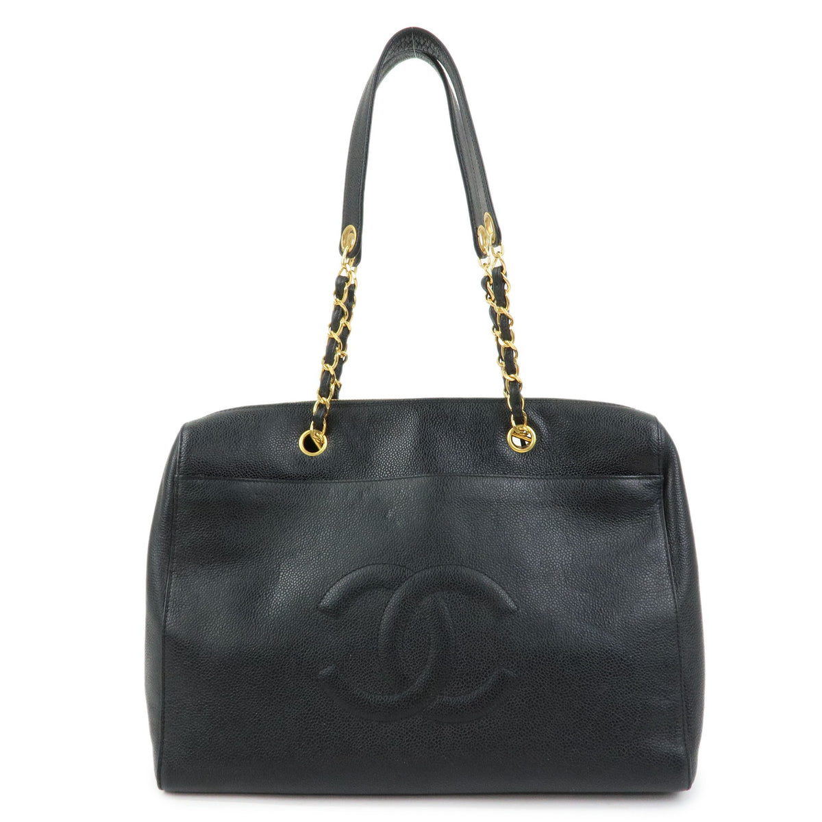 CHANEL COCO Mark Caviarskin Chain Shoulder Bag Tote Bag Black A10492