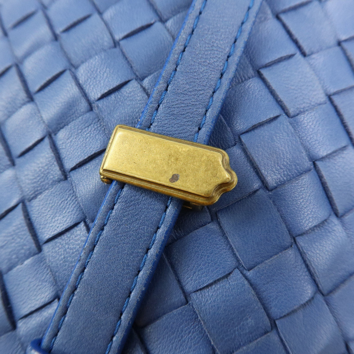 BOTTEGA VENETA Intrecciato Leather Tote Bag Hand Bag Blue V00A2