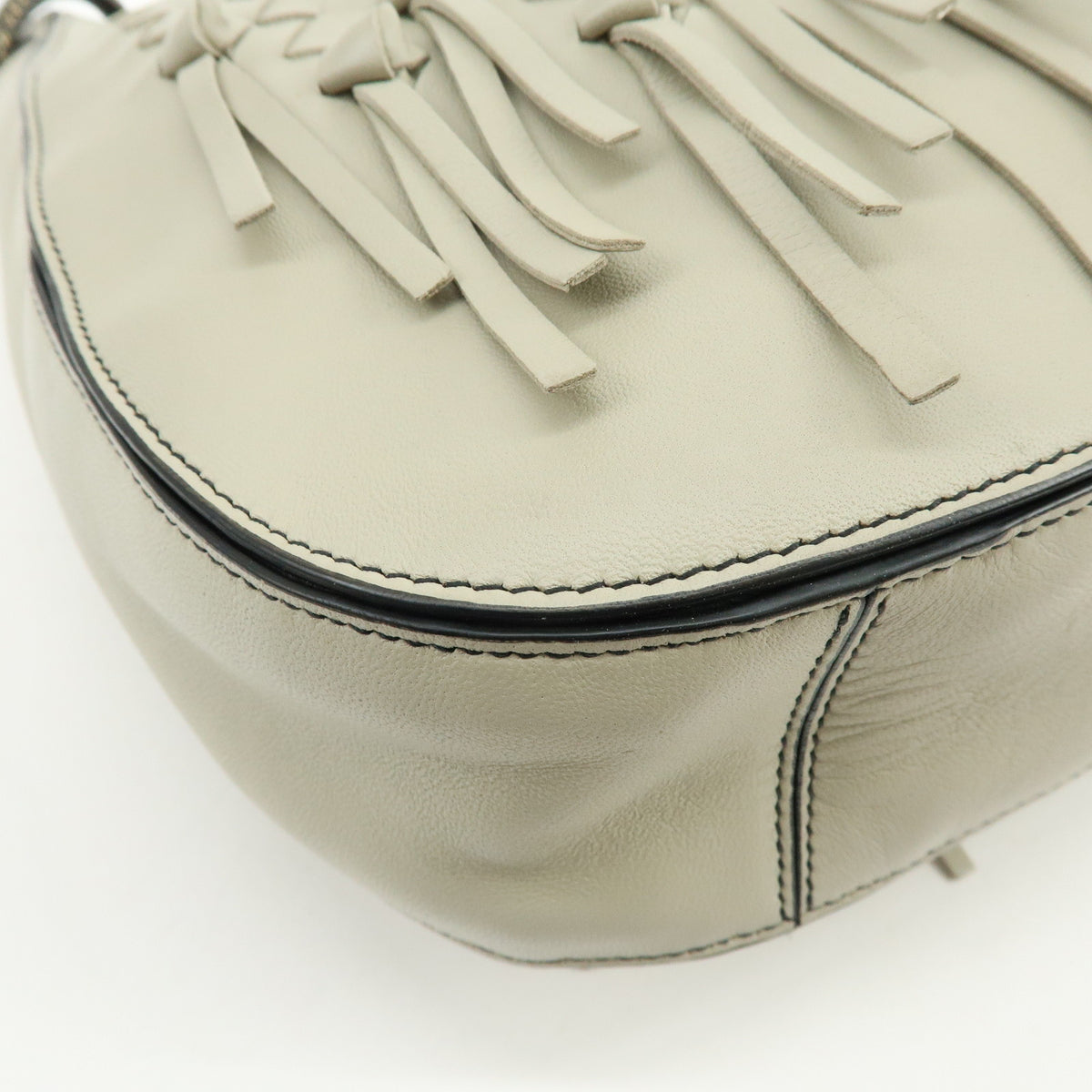 BOTTEGA VENETA Intrecciato Nappa Leather Shoulder Bag Ivory 118965