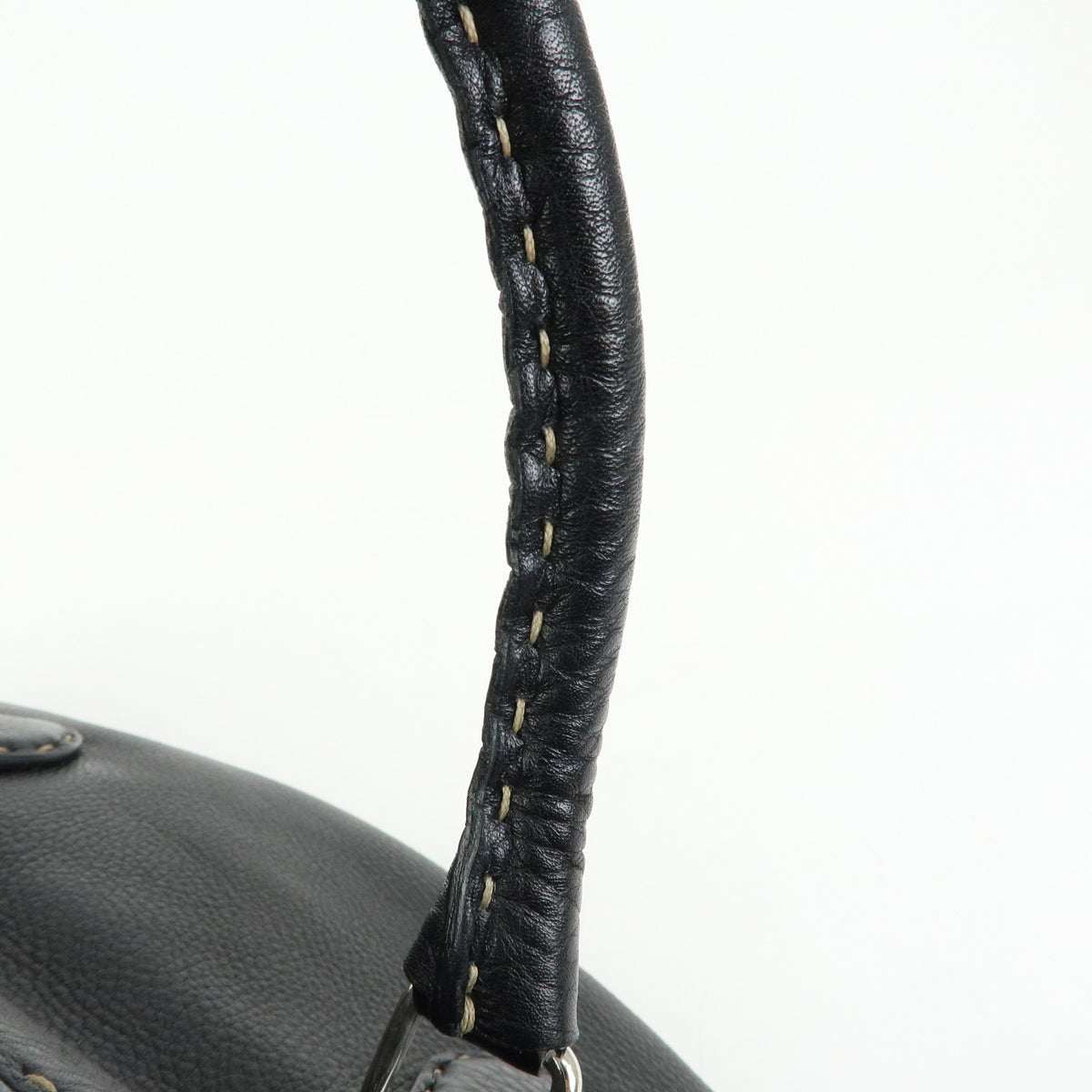 FENDI Selleria Leather Doctor's Bag Hand Bag Black 8BN076