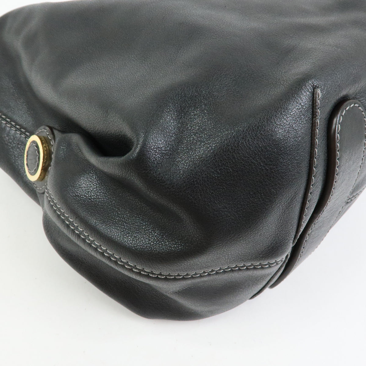 LOEWE Logo Leather Shoulder Bag Hand Bag Black