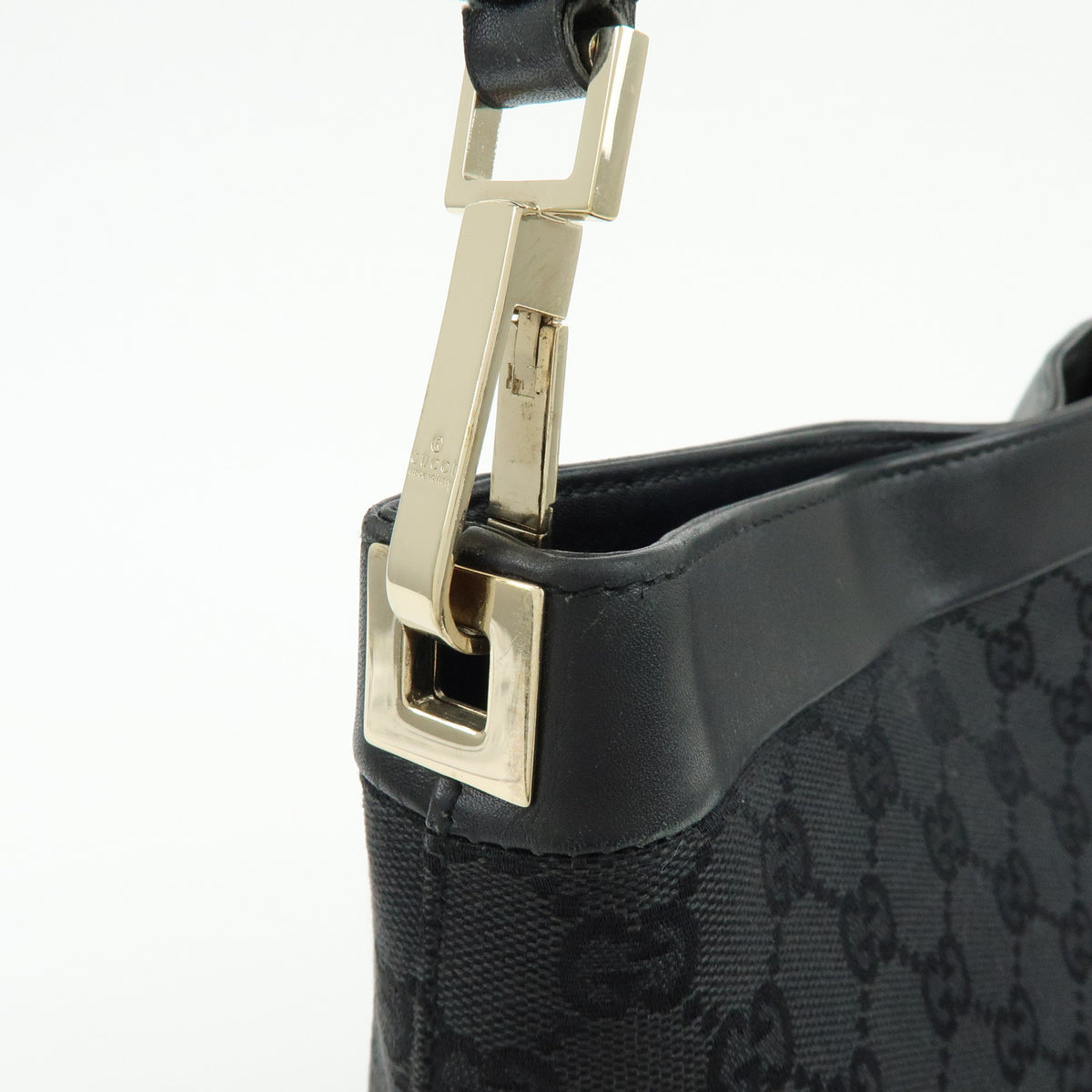 GUCCI GG Canvas Leather Shoulder Bag Hand Bag Black 33900