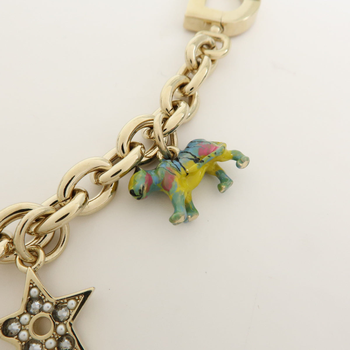 Christian Dior Montaigne Metal Bag Charm Key Holder Gold