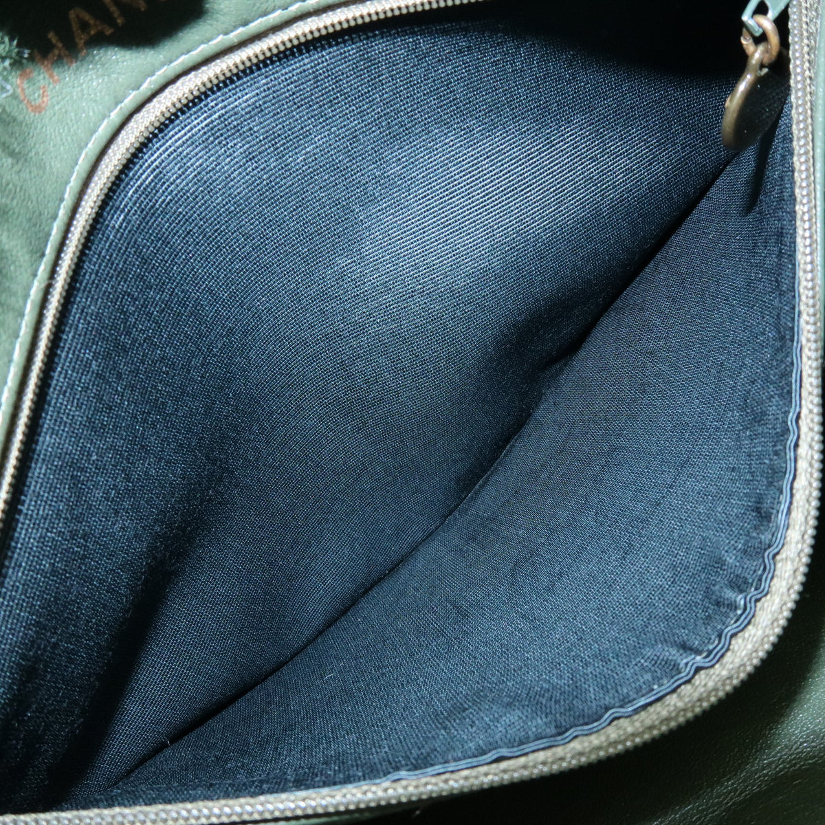 CHANEL Suede Mouton Tote Bag Hand Bag Green
