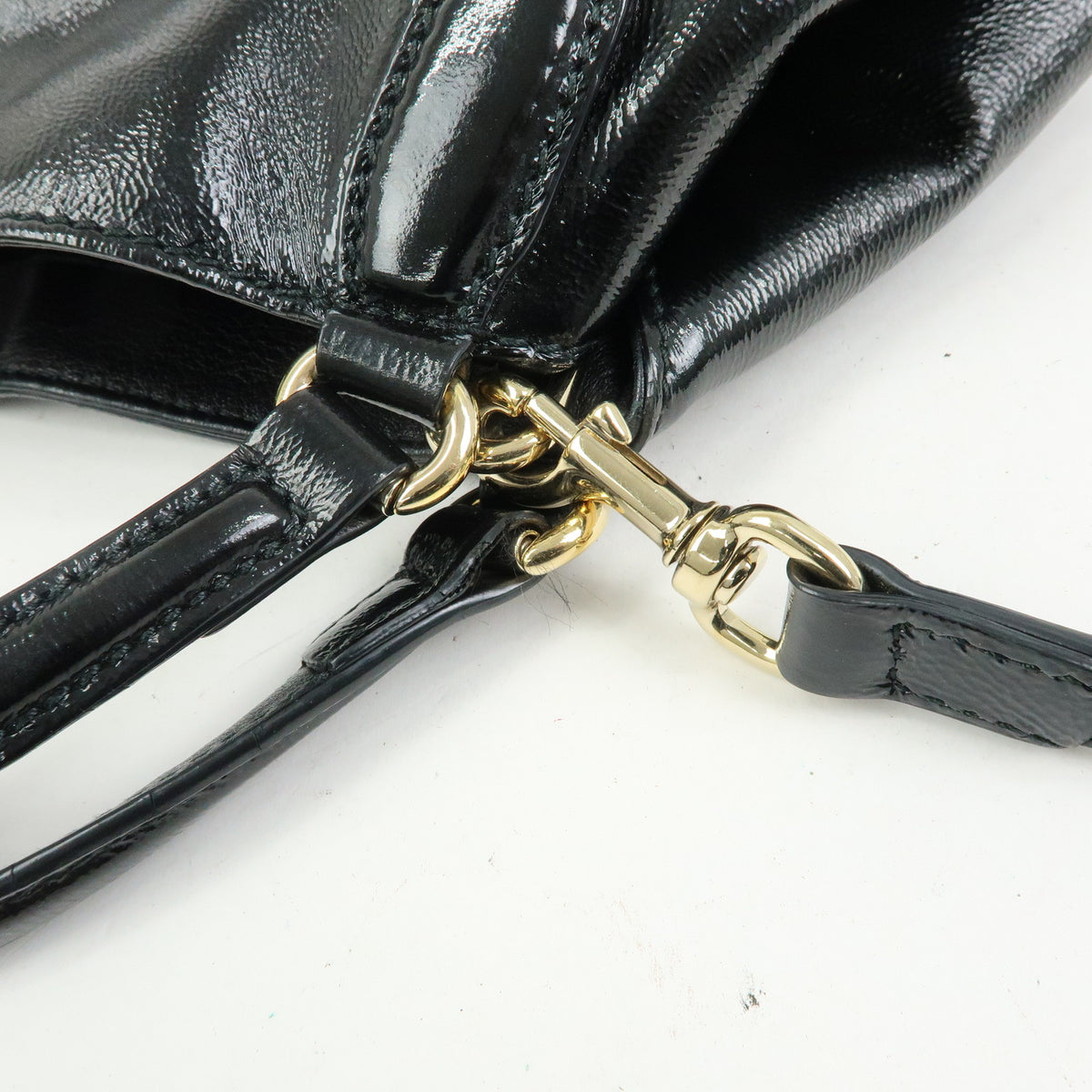 GUCCI SOHO Interlocking G Patent Leather 2Way Bag Hand Bag Black 336751