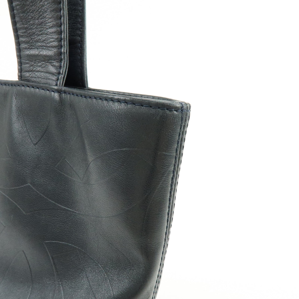 CHANEL COCO Mark Calf Leather Tote Bag Hand Bag Black