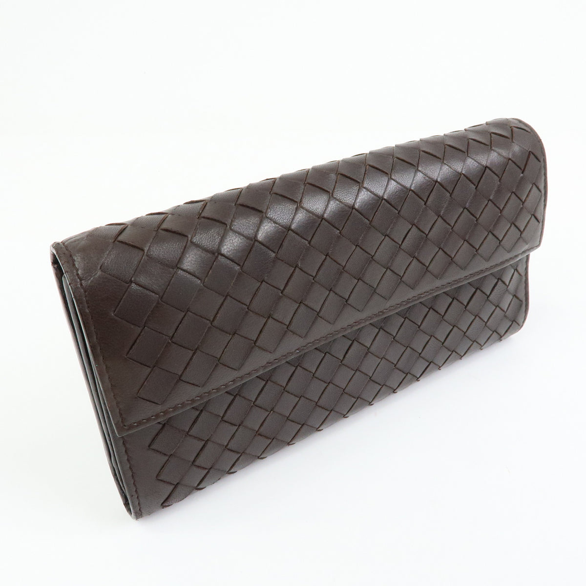 BOTTEGA VENETA Intrecciato Leather Bi-fold Long Wallet Brown 150509