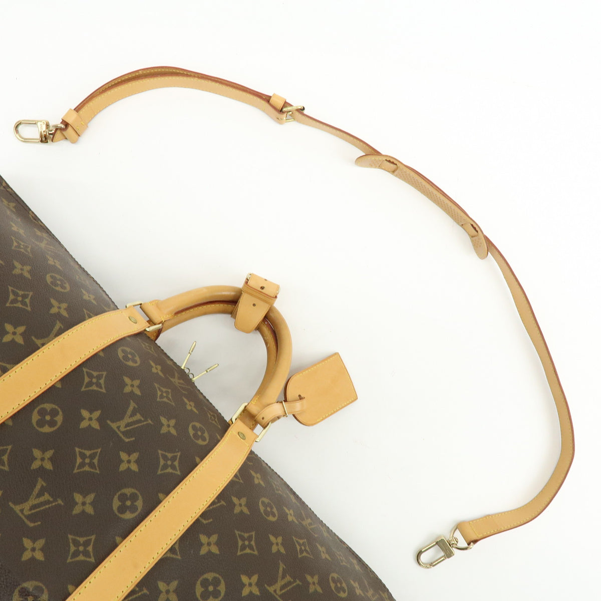Louis Vuitton Monogram Keep All Bandouliere 55 Boston Bag Brown M41414