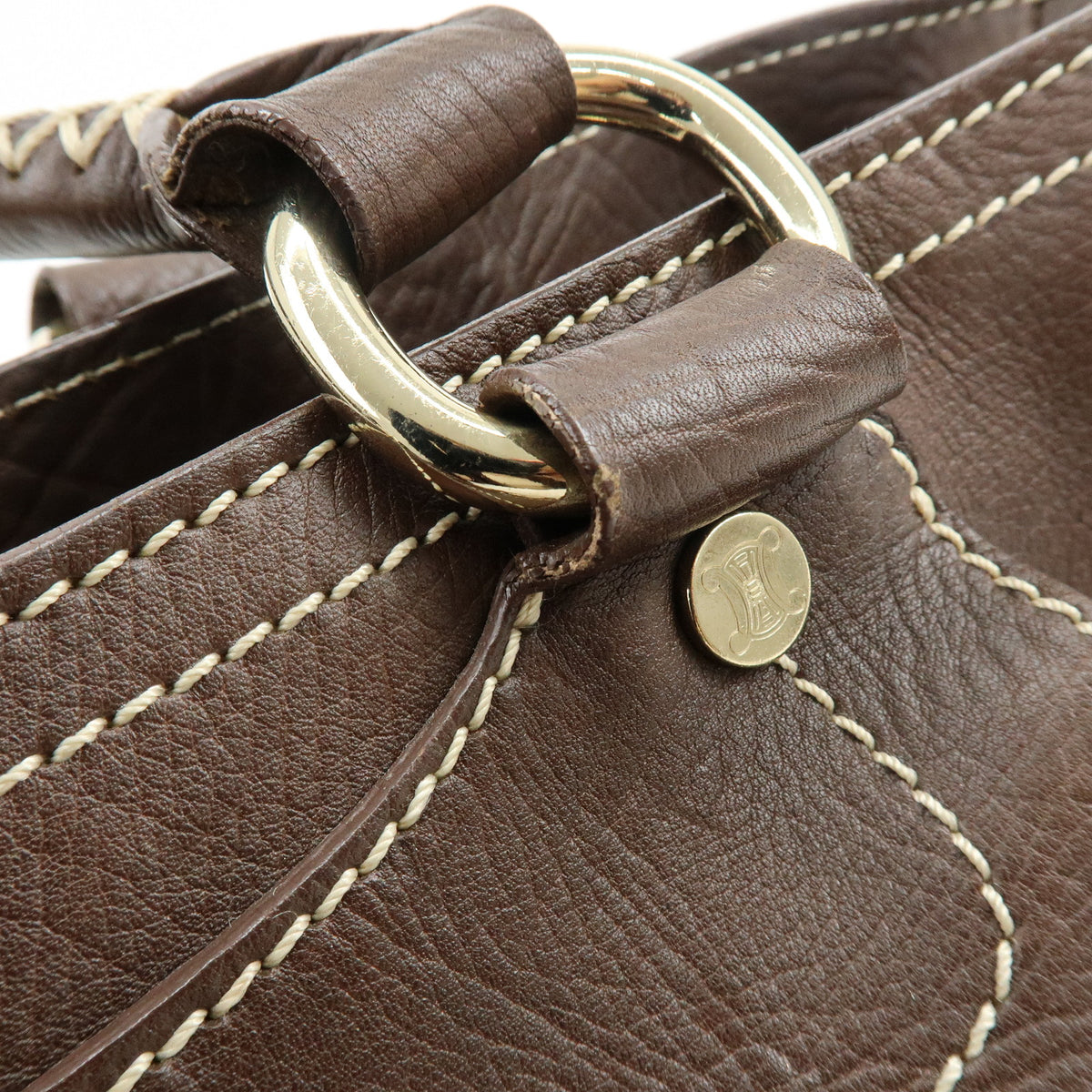 CELINE Boogie Bag Leather Hand Bag Brown