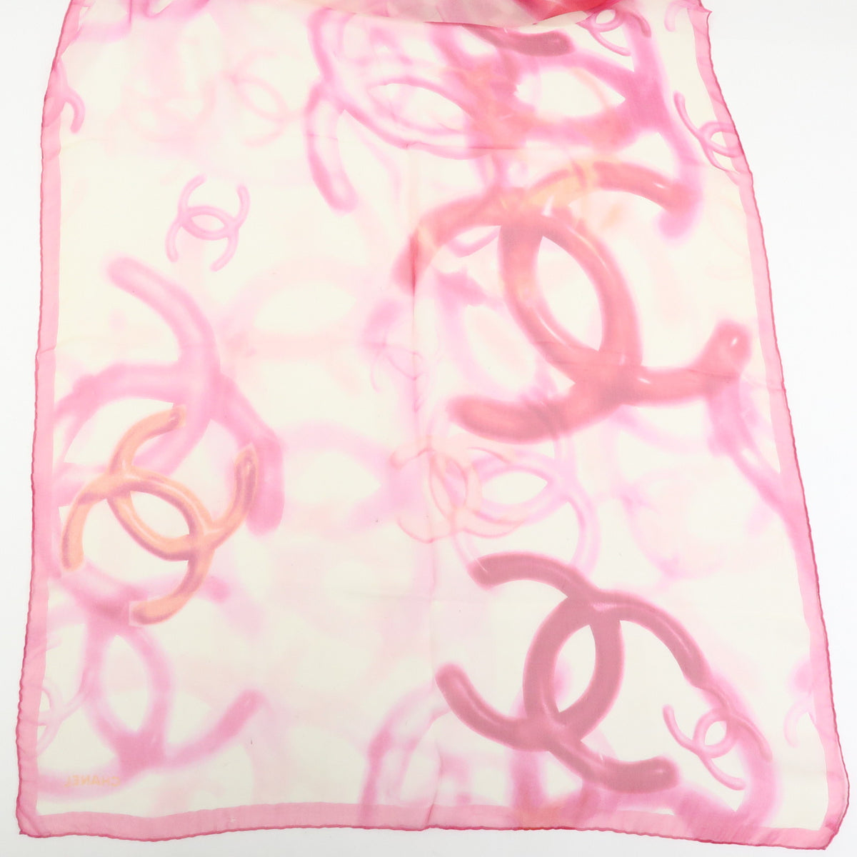 CHANEL COCO Mark Silk 100% Scarf Pink