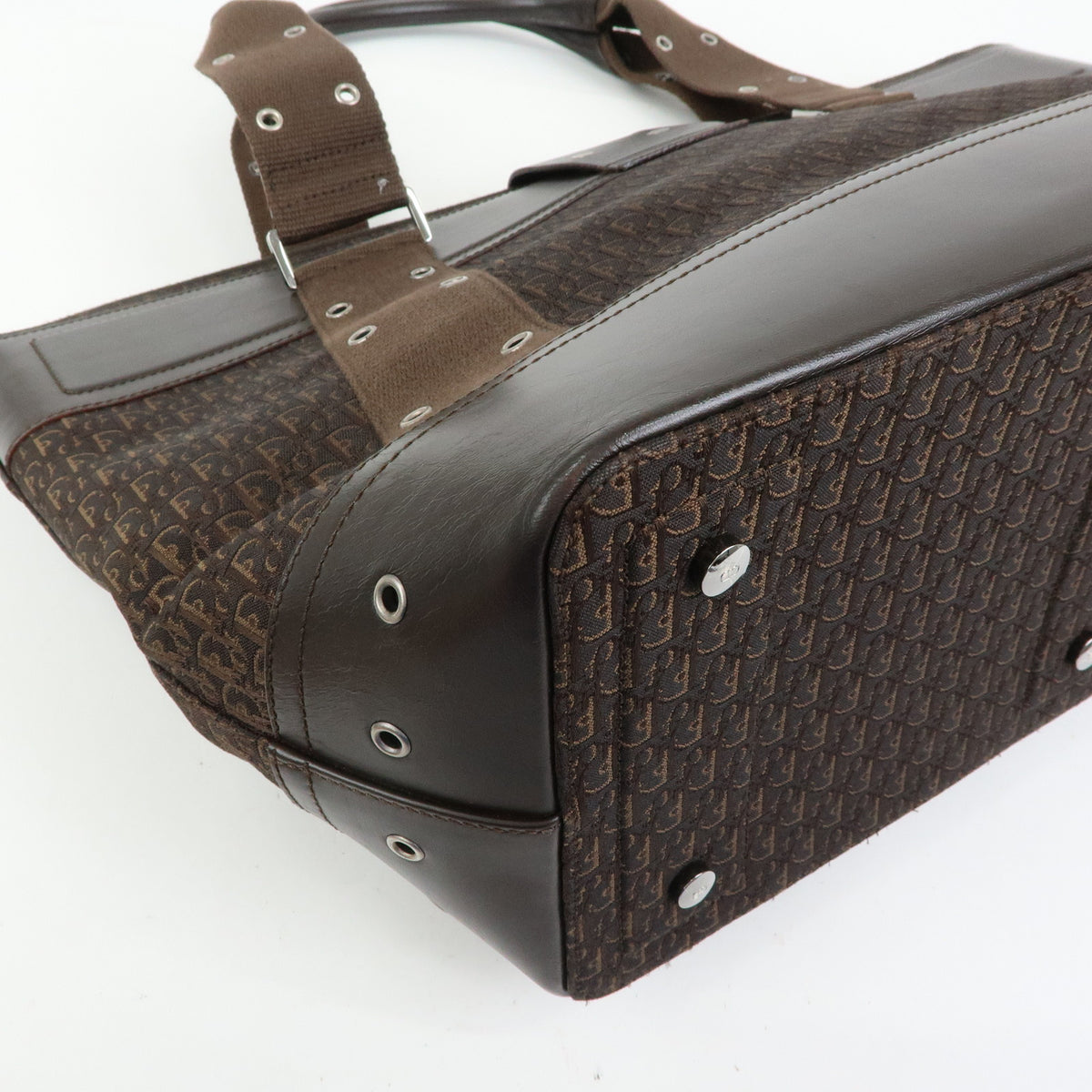 Christian Dior Trotter Street Chic Canvas Leather Hand Bag Brown