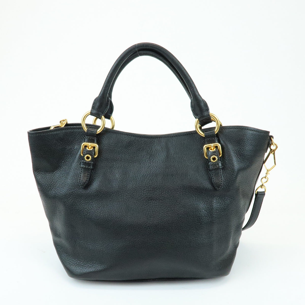 MIU MIU Madras Leather 2Way Shoulder Bag Hand Bag Black RN0886