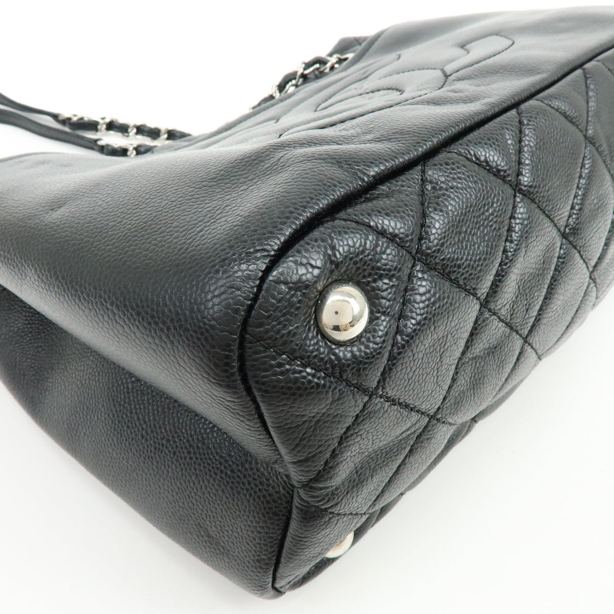 CHANEL COCO Mark Caviarskin Chain Shoulder Bag Black Silver