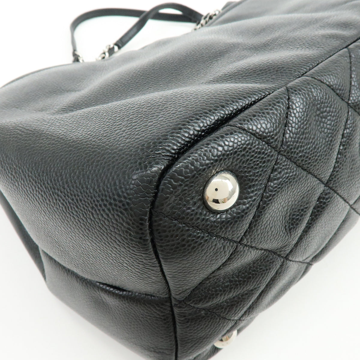 CHANEL COCO Mark Caviarskin Chain Shoulder Bag Black Silver