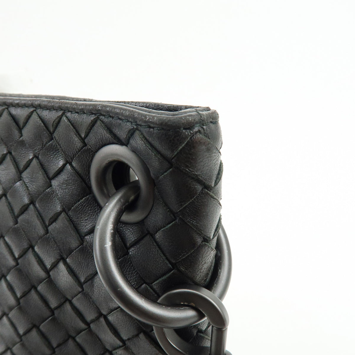 BOTTEGA VENETA Intrecciato Canvas Leather Shoulder Bag Black 172736