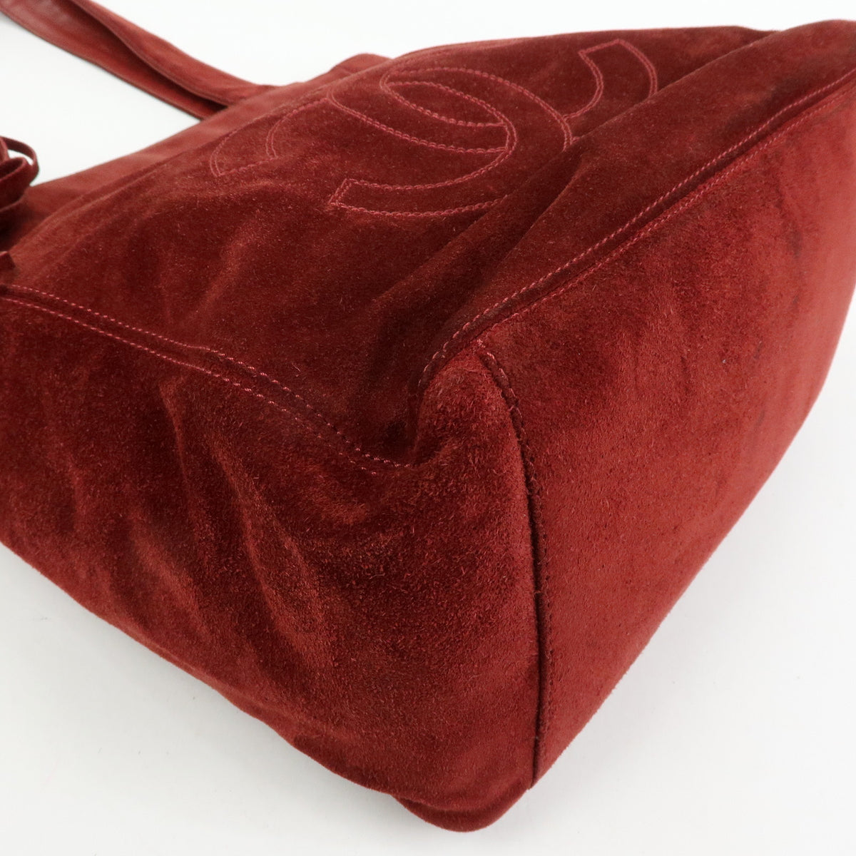 CHANEL COCO Mark Suede Leather Tote Bag Shoulder Bag Tassel Wine Red