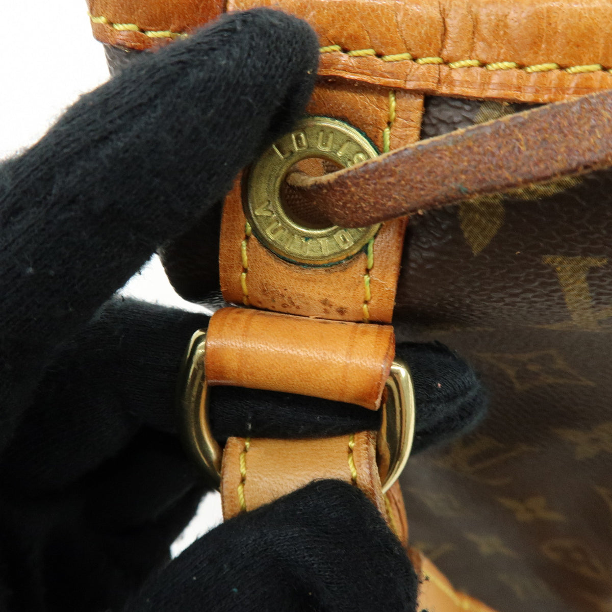 Louis Vuitton Monogram Petit Noe Leather Shoulder Bag Brown M42226