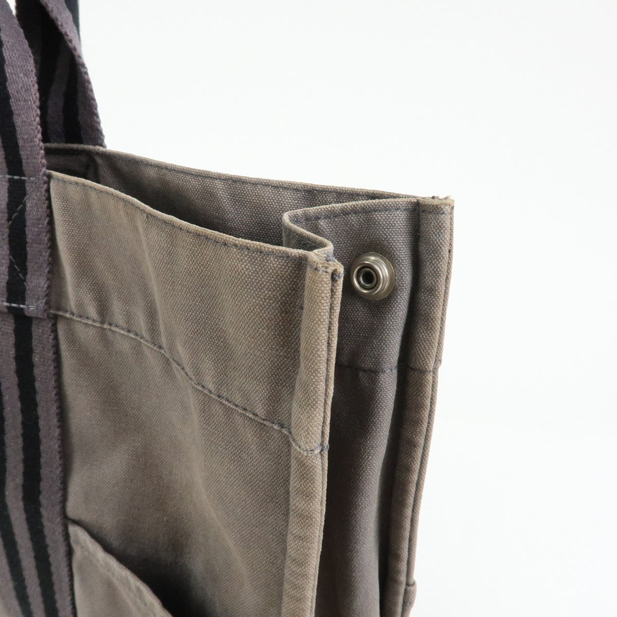 HERMES Herline Fourre Tout MM Canvas Tote Bag Grey Black