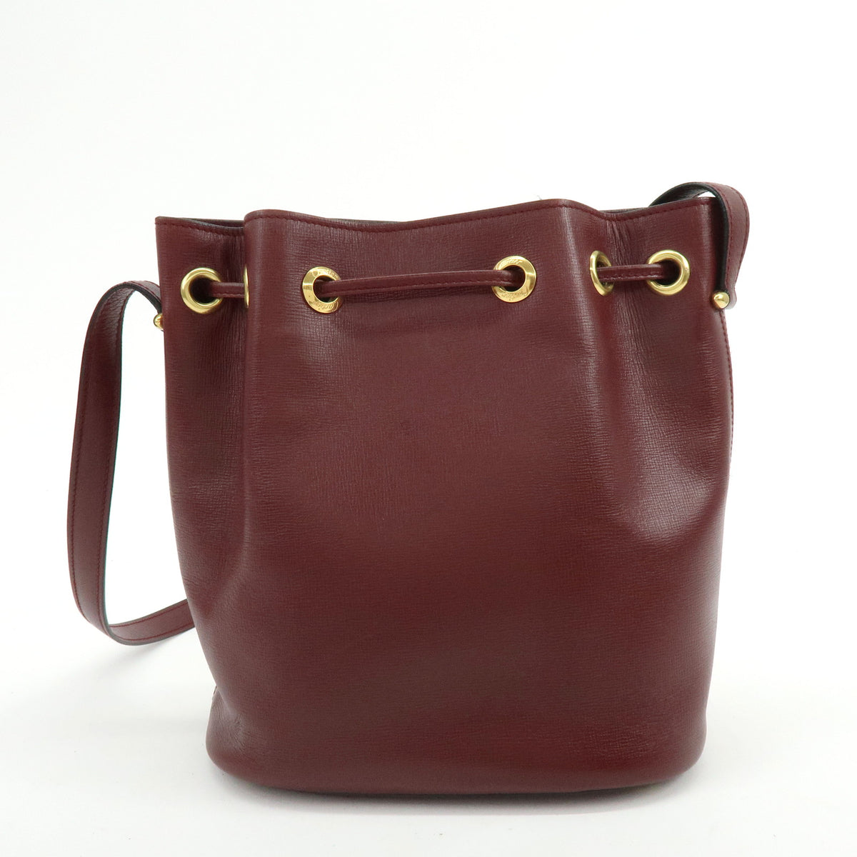 Cartier Must de Cartier Leather Drawstring Shoulder Bag Bordeaux