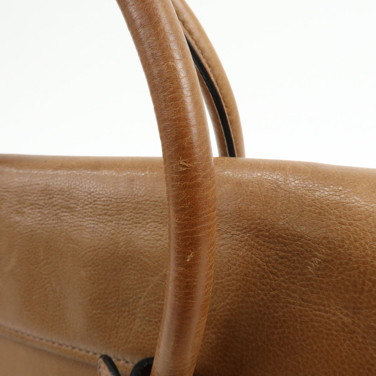 PRADA Triangle Logo Leather 2Way Bag Hand Bag Shoulder Bag Brown BN2661