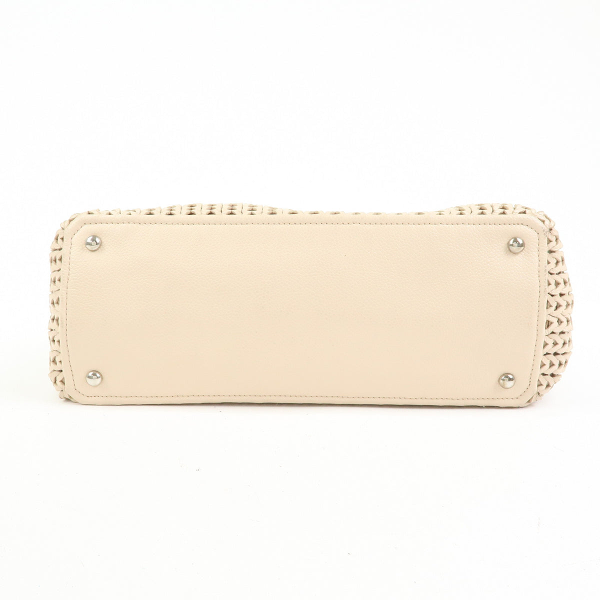 CHANEL Caviarskin Mesh CC Charm Chain Shoulder Bag Beige A28002
