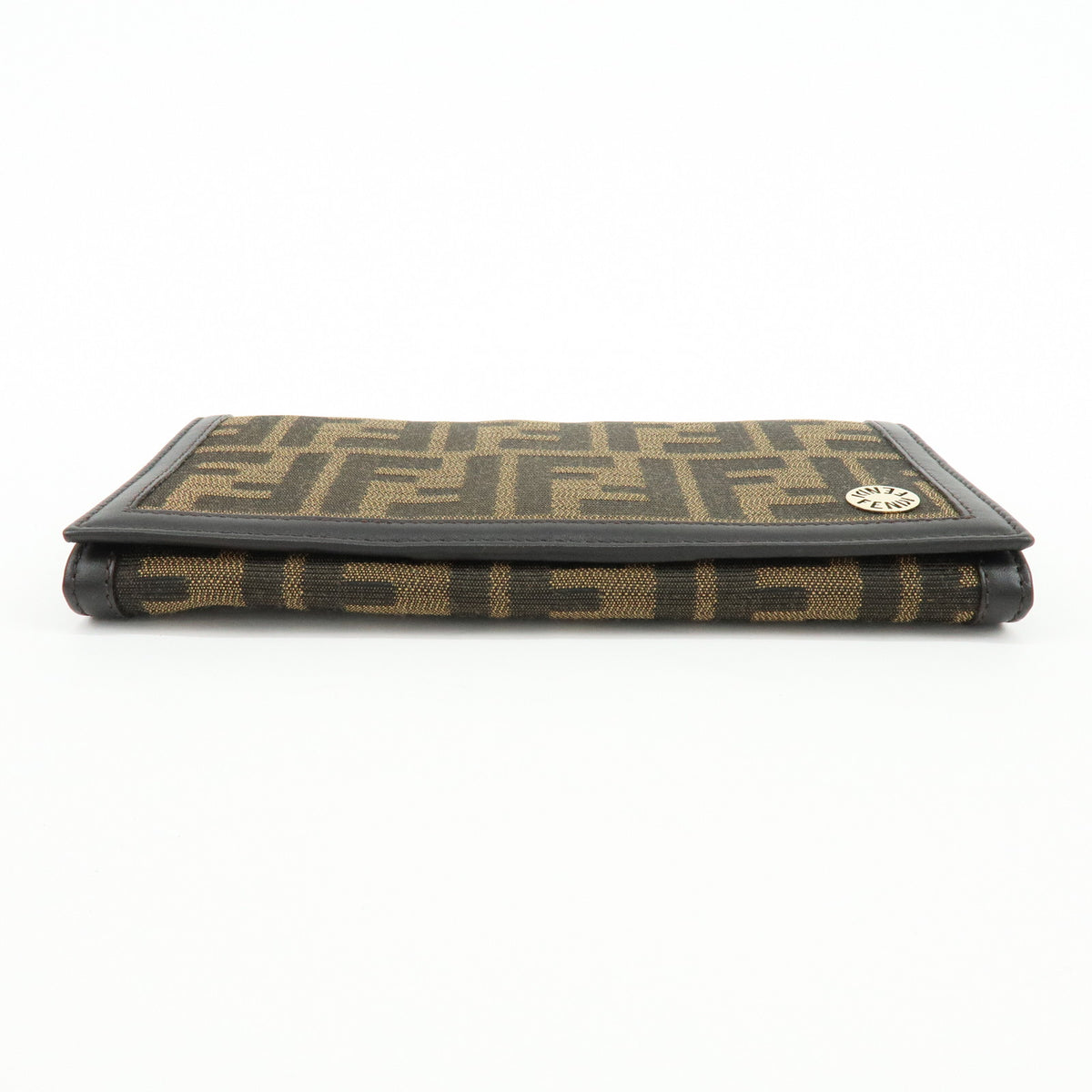 FENDI Zucca Jacquard Canvas Leather Bi-fold Long Wallet Brown 8M0000
