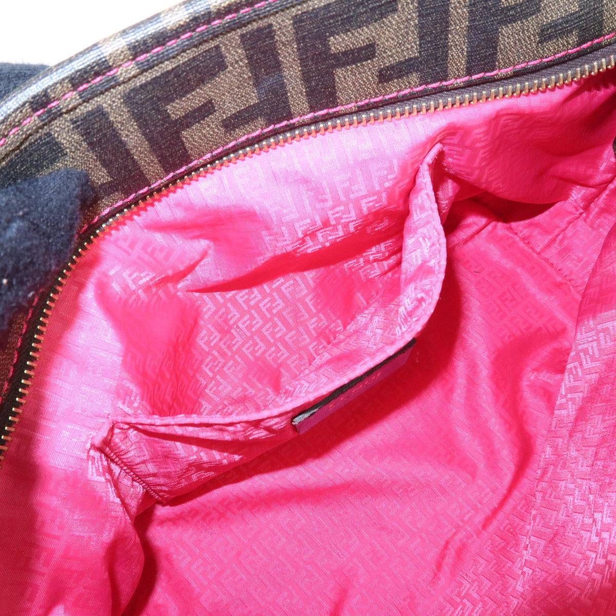FENDI Zucca PVC Tote Bag Shoulder Bag Brown Pink 8BH223
