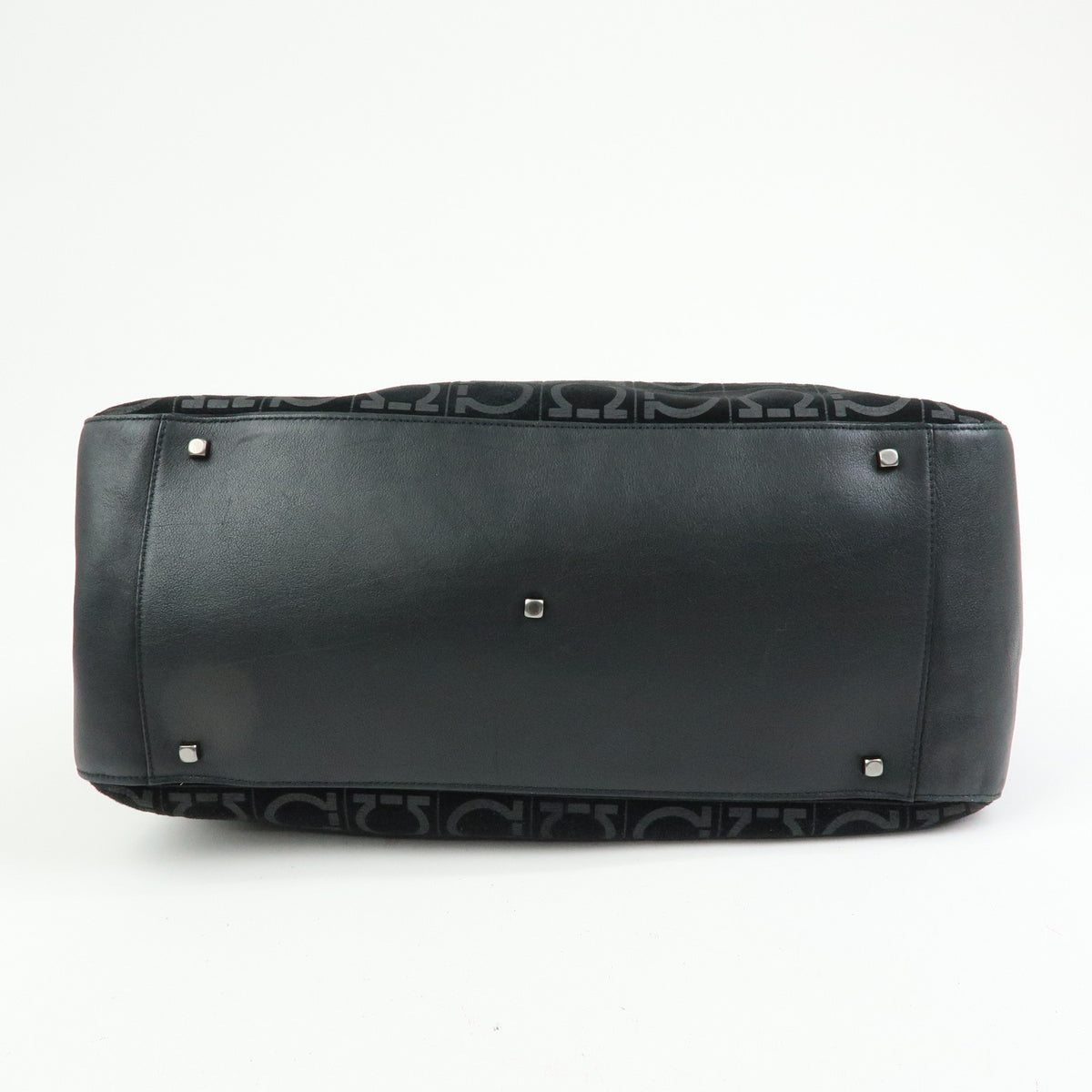 Ferragamo Gancini Suede Leather Shoulder Bag Tote Bag Black