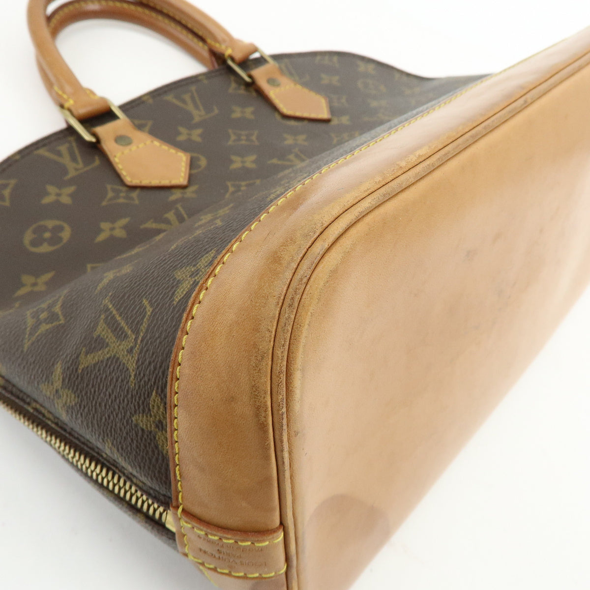 Louis Vuitton Monogram Alma Canvas Leather Hand Bag Brown M51130