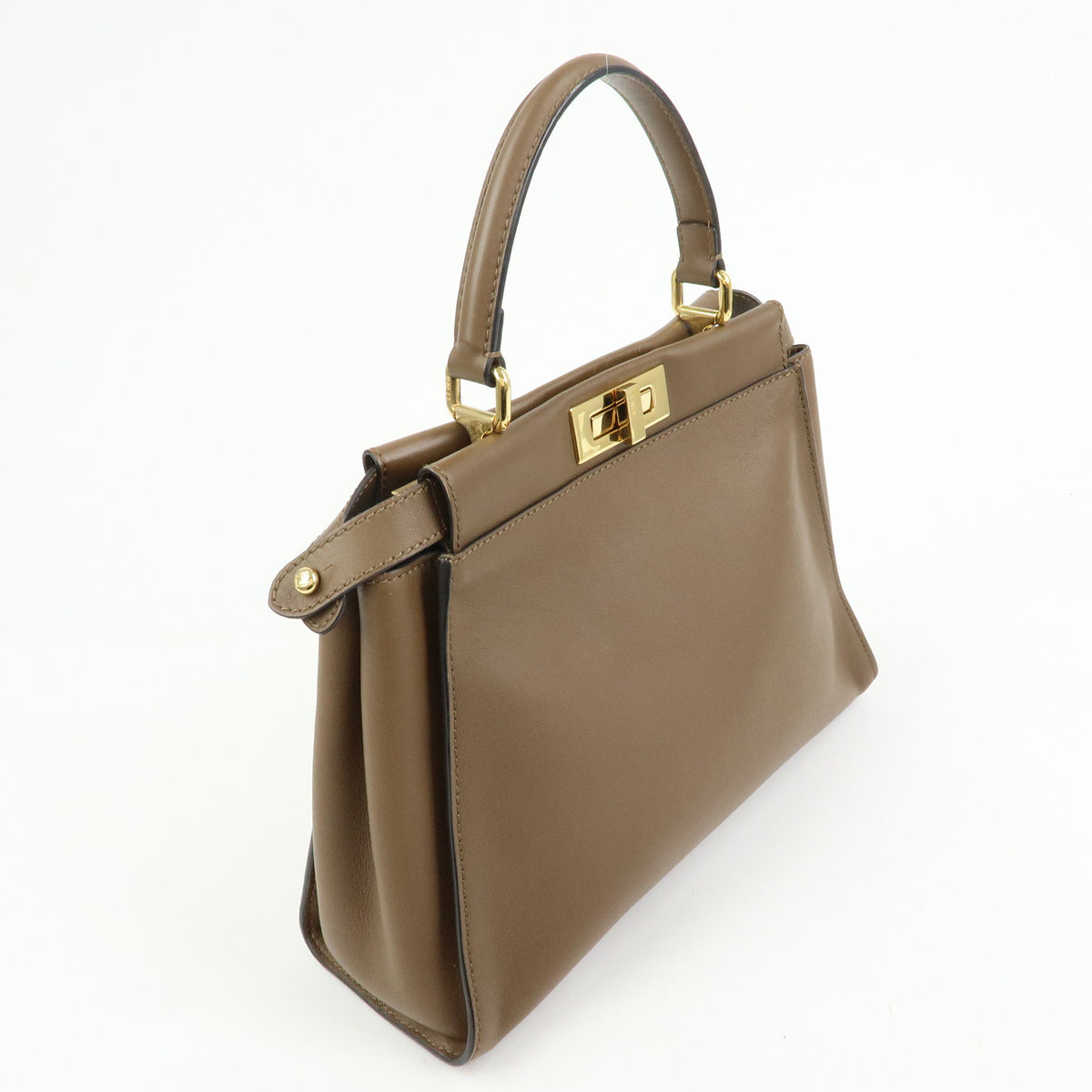 FENDI Peekaboo Pequin Leathe 2Way Hand Bag Shoulder Bag Brown 8BN290