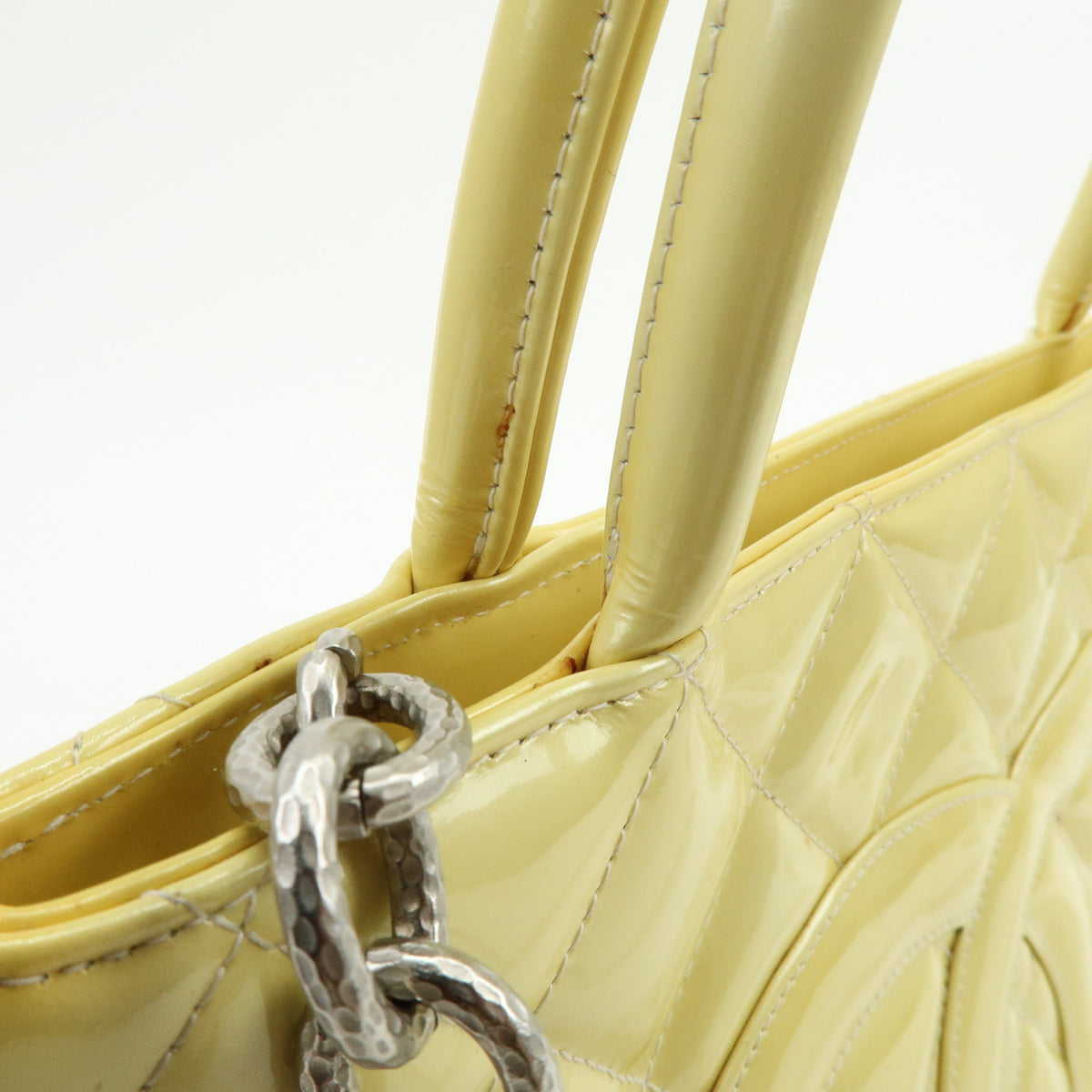 CHANEL Medallion Matelasse COCO Mark Patent Leather Hand Bag A01804